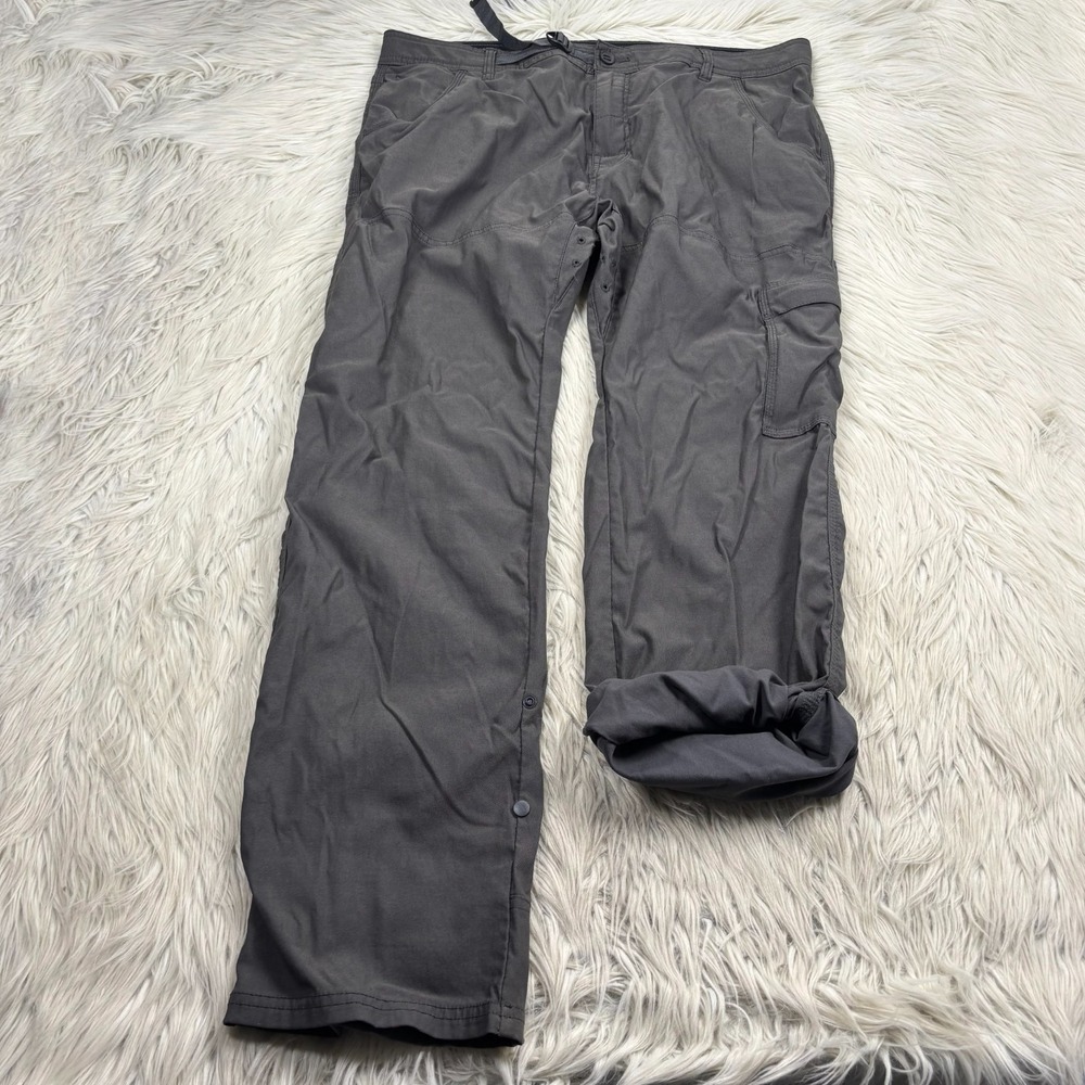 Prana Men's 38 x 32 Gray Belted Roll Hem Zion Pant Nylon Stretch Hiking Gorpcore